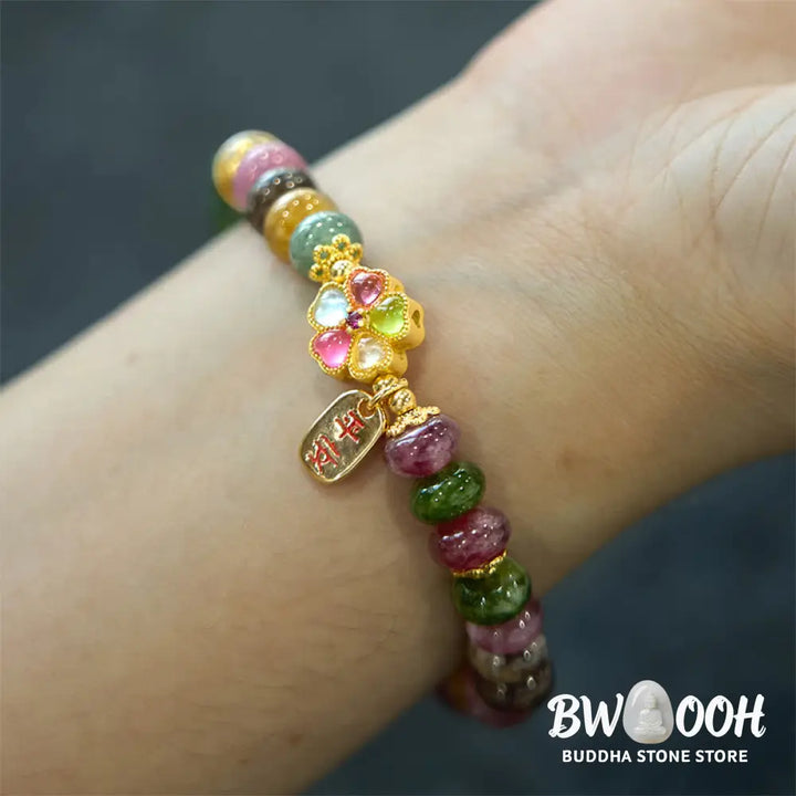 Buddha Stones Tourmaline Jade Safe And Well Love Bracelet - BWOOOH - Tourmaline(Wrist Circumference: 14-16cm) - Bracelet