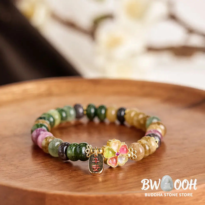 Buddha Stones Tourmaline Jade Safe And Well Love Bracelet - BWOOOH - Tourmaline(Wrist Circumference: 14-16cm) - Bracelet