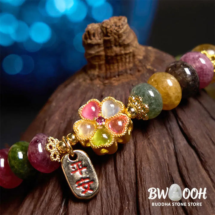 Buddha Stones Tourmaline Jade Safe And Well Love Bracelet - BWOOOH - Tourmaline(Wrist Circumference: 14-16cm) - Bracelet