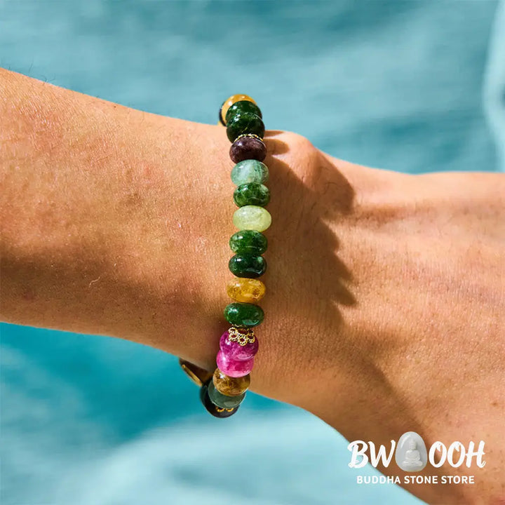 Buddha Stones Tourmaline Jade Safe And Well Love Bracelet - BWOOOH - Tourmaline(Wrist Circumference: 14-16cm) - Bracelet
