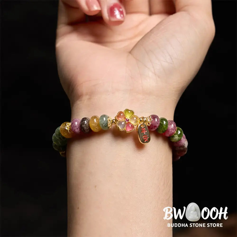 Buddha Stones Tourmaline Jade Safe And Well Love Bracelet - BWOOOH - Tourmaline(Wrist Circumference: 14-16cm) - Bracelet