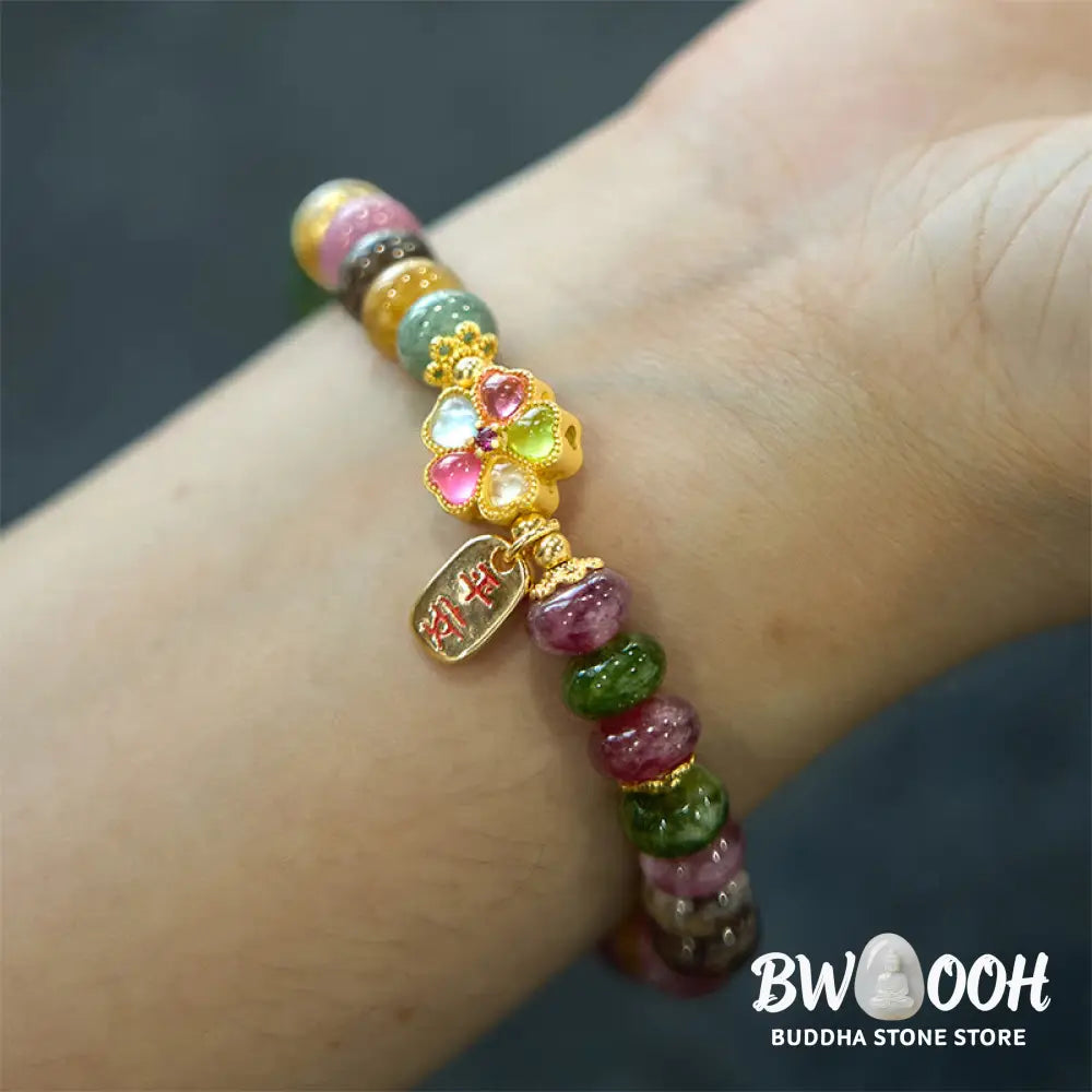 Buddha Stones Tourmaline Jade Safe And Well Love Bracelet - BWOOOH - Tourmaline(Wrist Circumference: 14-16cm) - Bracelet