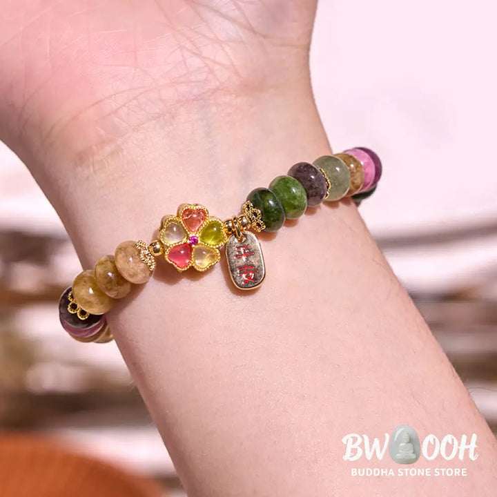 Buddha Stones Tourmaline Jade Safe And Well Love Bracelet - BWOOOH - Tourmaline(Wrist Circumference: 14-16cm) - Bracelet