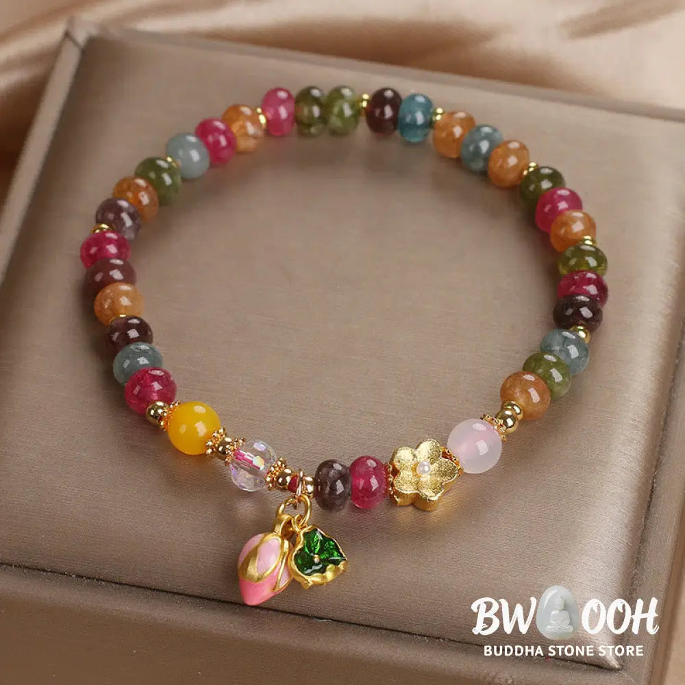 Buddha Stones Tourmaline Lotus Seedpod Wisdom Bracelet - BWOOOH - Tourmaline(Wrist Circumference: 14-16cm) - Bracelet