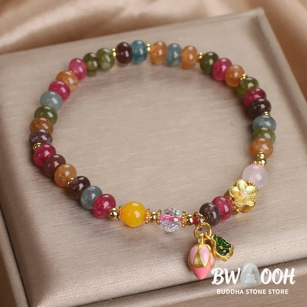 Buddha Stones Tourmaline Lotus Seedpod Wisdom Bracelet - BWOOOH - Tourmaline(Wrist Circumference: 14-16cm) - Bracelet