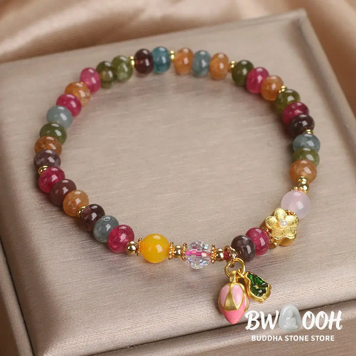 Buddha Stones Tourmaline Lotus Seedpod Wisdom Bracelet - BWOOOH - Tourmaline(Wrist Circumference: 14-16cm) - Bracelet
