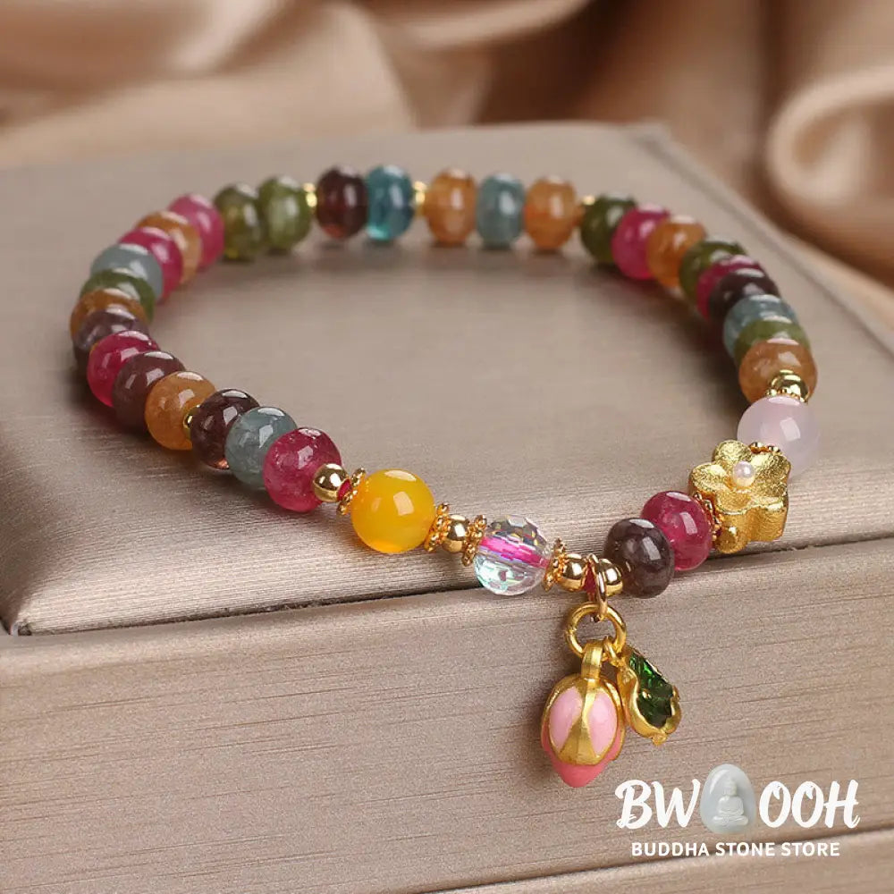 Buddha Stones Tourmaline Lotus Seedpod Wisdom Bracelet - BWOOOH - Tourmaline(Wrist Circumference: 14-16cm) - Bracelet