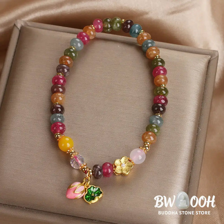 Buddha Stones Tourmaline Lotus Seedpod Wisdom Bracelet - BWOOOH - Tourmaline(Wrist Circumference: 14-16cm) - Bracelet