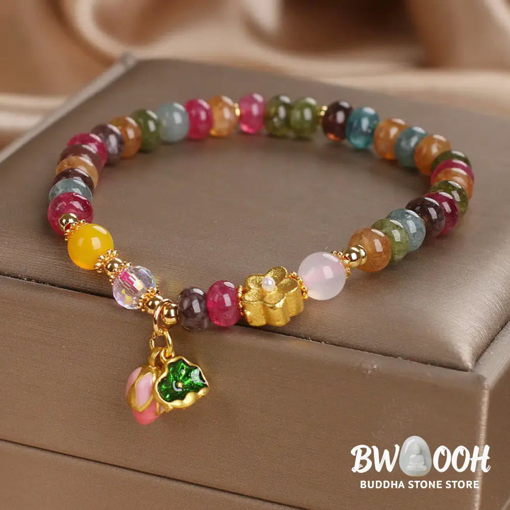 Buddha Stones Tourmaline Lotus Seedpod Wisdom Bracelet - BWOOOH - Tourmaline(Wrist Circumference: 14-16cm) - Bracelet