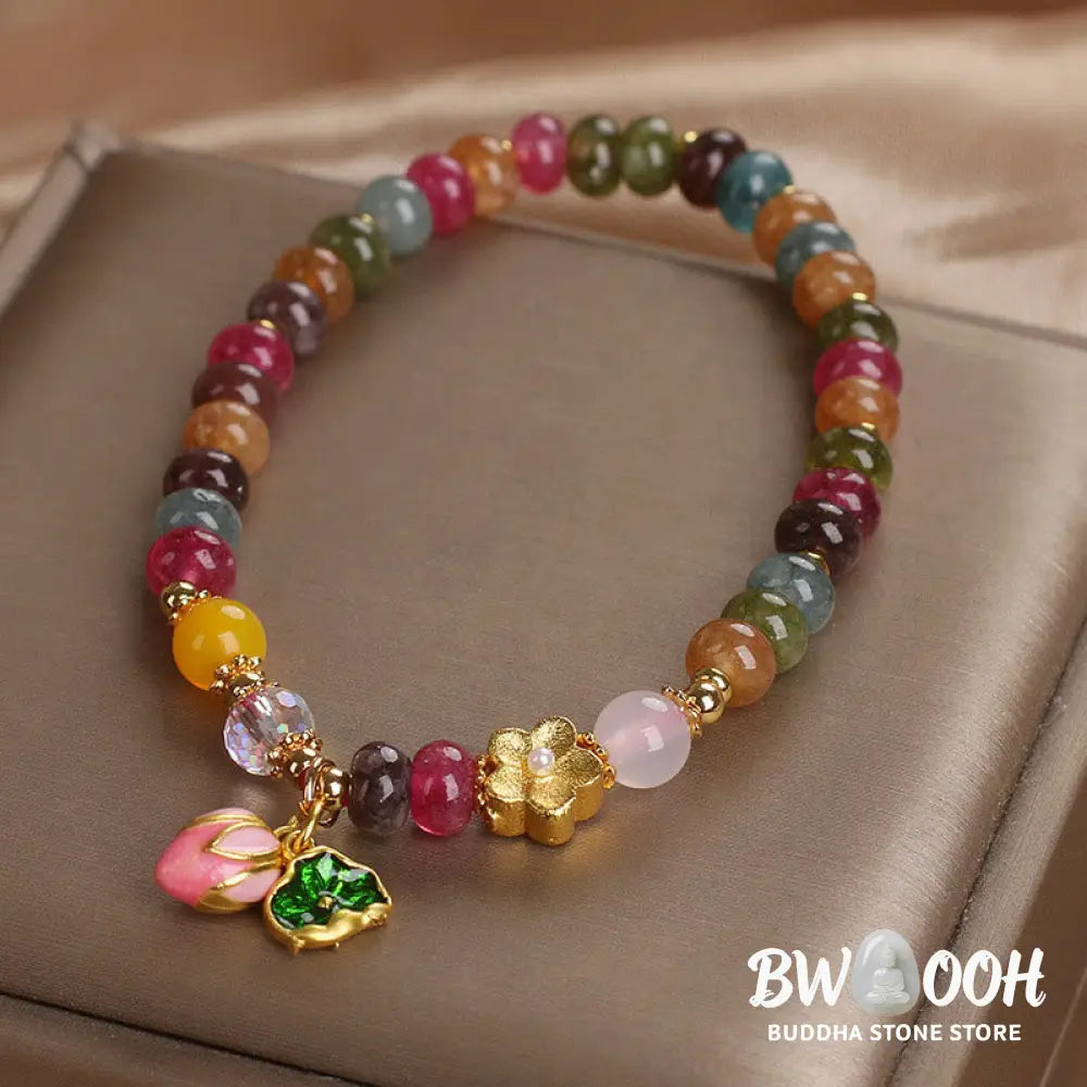 Buddha Stones Tourmaline Lotus Seedpod Wisdom Bracelet - BWOOOH - Tourmaline(Wrist Circumference: 14-16cm) - Bracelet