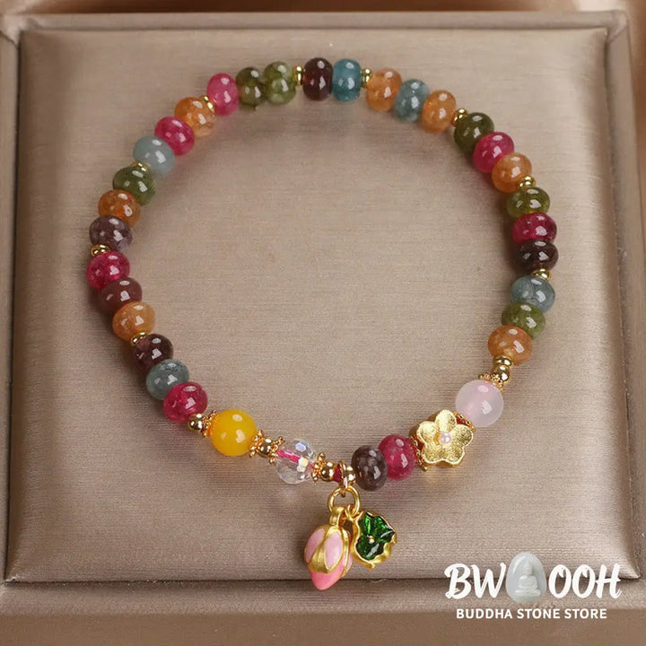 Buddha Stones Tourmaline Lotus Seedpod Wisdom Bracelet - BWOOOH - Tourmaline(Wrist Circumference: 14-16cm) - Bracelet