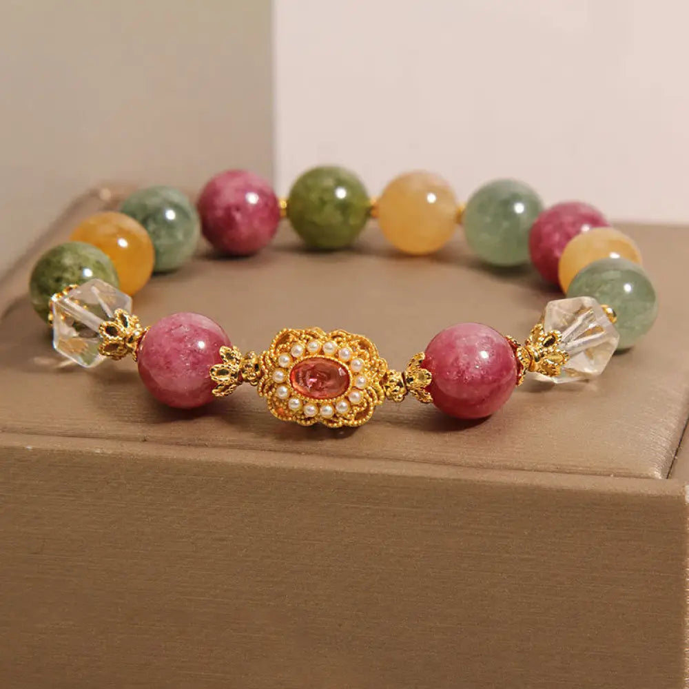 BWOOOH Tourmaline Pearl Pink Crystal White Crystal Wisdom Bracelet - BWOOOH - Tourmaline(Wrist Circumference: