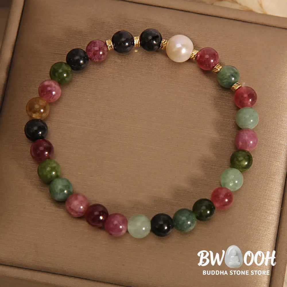 Buddha Stones Tourmaline Pearl Wisdom Bracelet - BWOOOH - Tourmaline Pearl(Wrist Circumference: 14-16cm) - Bracelet