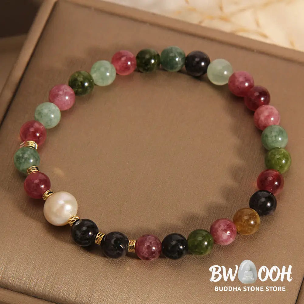 Buddha Stones Tourmaline Pearl Wisdom Bracelet - BWOOOH - Tourmaline Pearl(Wrist Circumference: 14-16cm) - Bracelet