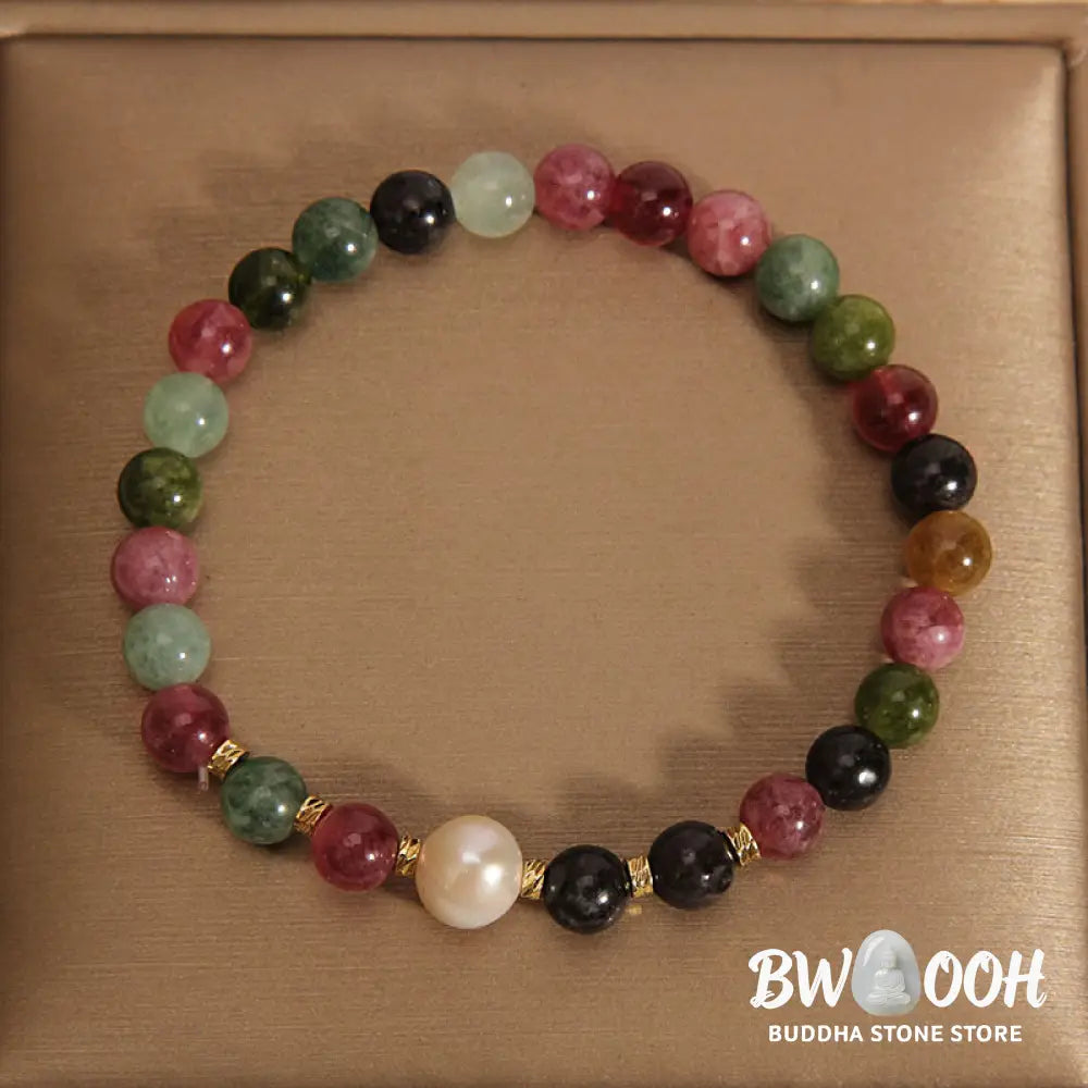 Buddha Stones Tourmaline Pearl Wisdom Bracelet - BWOOOH - Tourmaline Pearl(Wrist Circumference: 14-16cm) - Bracelet