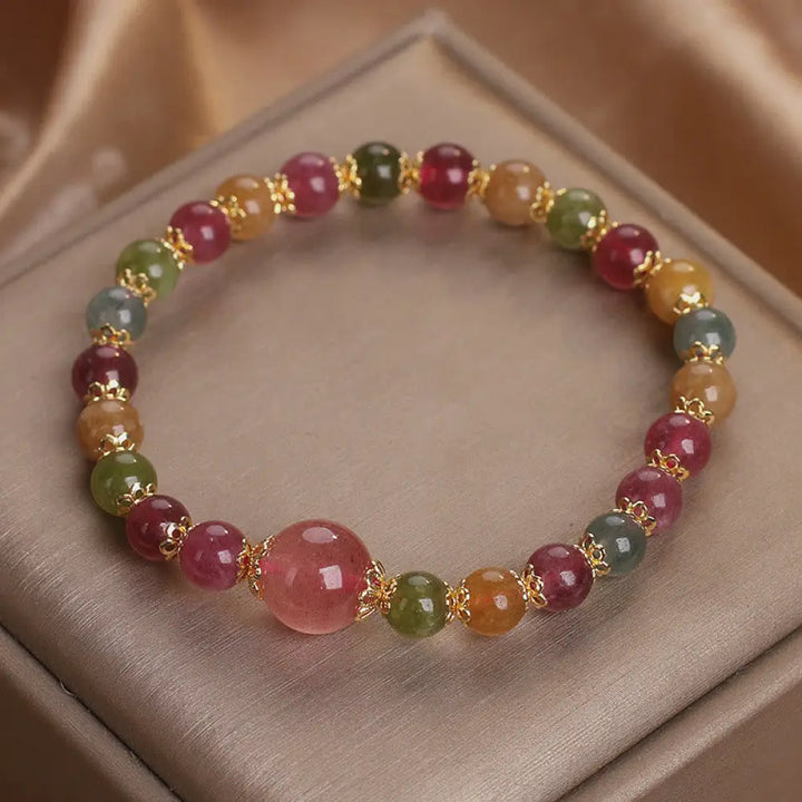 BWOOOH Tourmaline Strawberry Quartz Wisdom Bracelet - BWOOOH - Tourmaline(Wrist Circumference: 14-16cm)