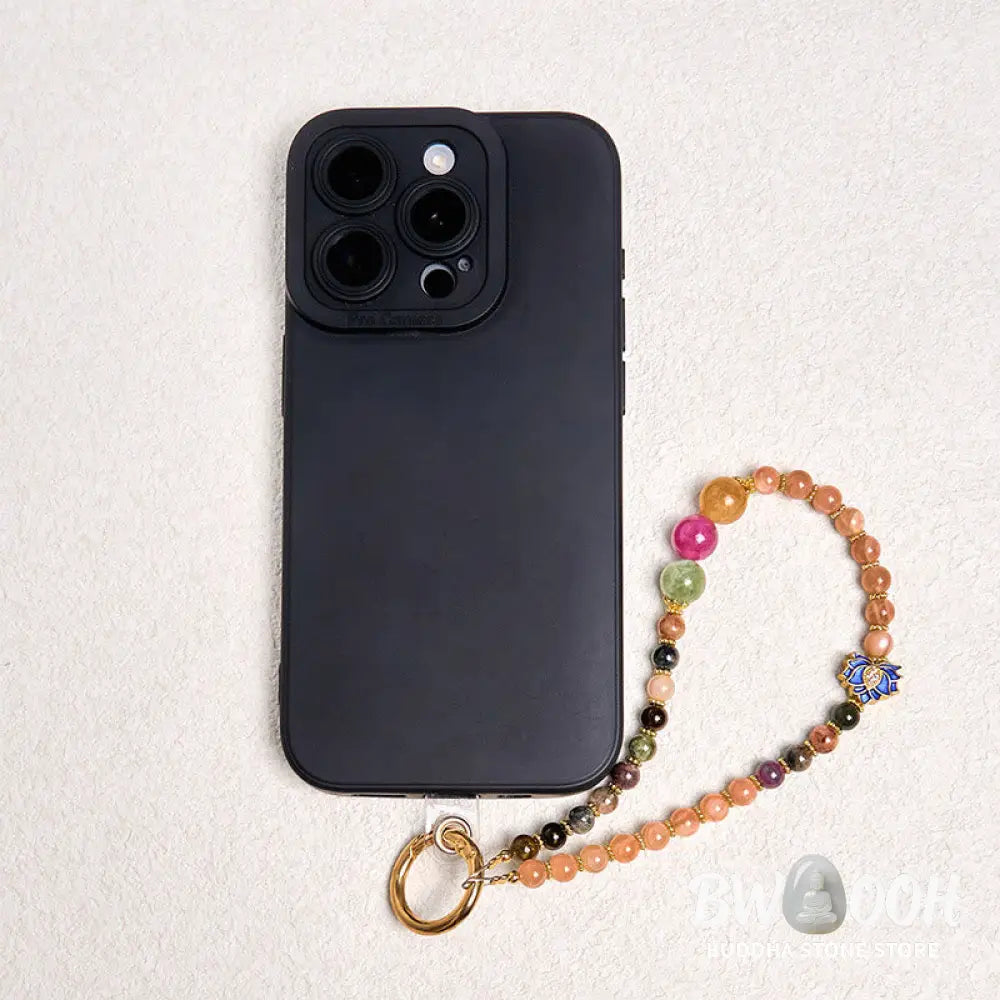 Buddha Stones Tourmaline Sun Stone Lotus Positive Key Chain Phone Hanging Decoration - Tourmaline Sun Stone - Key Chain