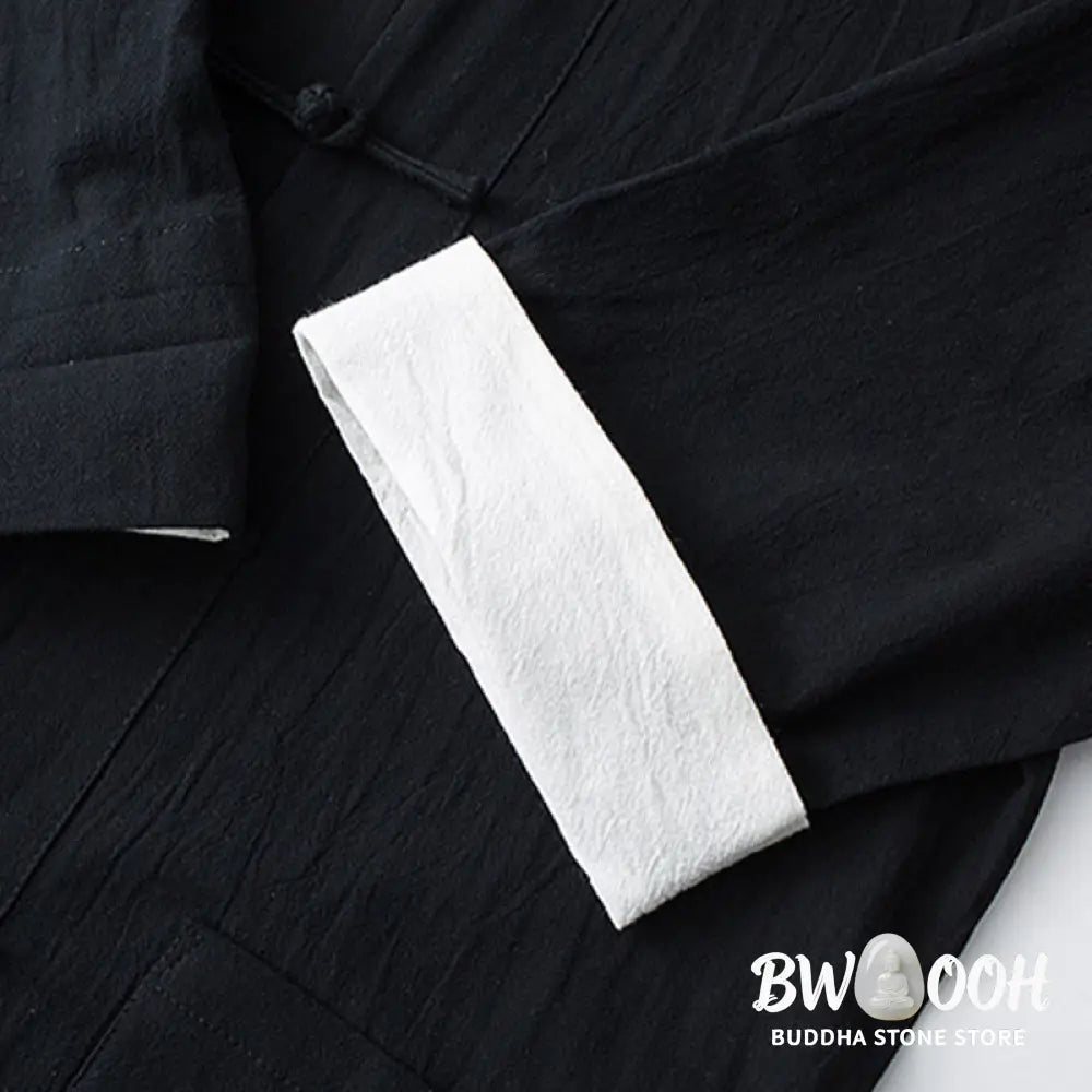 Buddha Stones Traditional Frog-Button Tang Suit Cotton Half Sleeve Top Pants Clothing Men’s Set - Men’s Meditation Cloth