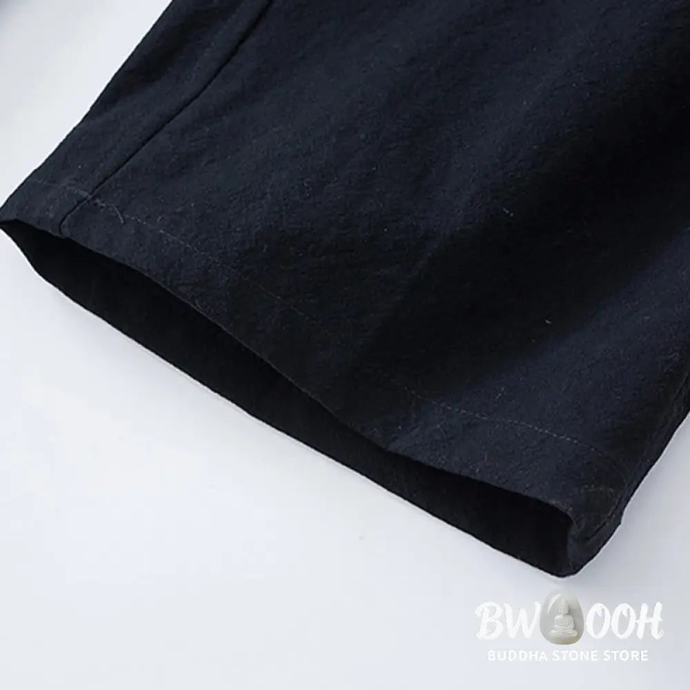 Buddha Stones Traditional Frog-Button Tang Suit Cotton Half Sleeve Top Pants Clothing Men’s Set - Men’s Meditation Cloth