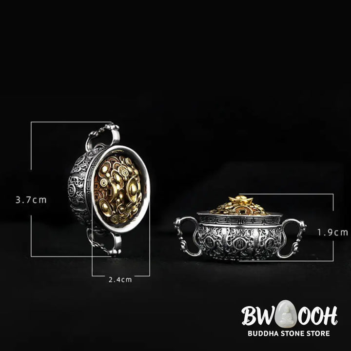 Buddha Stones Treasure Bowl Copper Coin Ingots Wealth Necklace Pendant - BWOOOH - Treasure Bowl - Necklaces &amp; Pendants