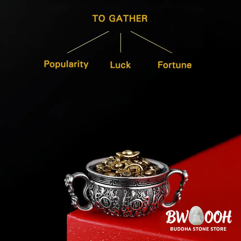 Buddha Stones Treasure Bowl Copper Coin Ingots Wealth Necklace Pendant - BWOOOH - Treasure Bowl - Necklaces &amp; Pendants