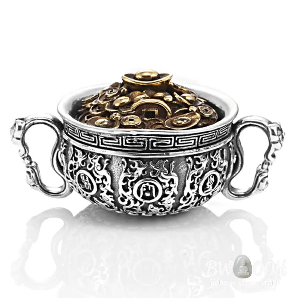 Buddha Stones Treasure Bowl Copper Coin Ingots Wealth Necklace Pendant - BWOOOH - Treasure Bowl - Necklaces &amp; Pendants