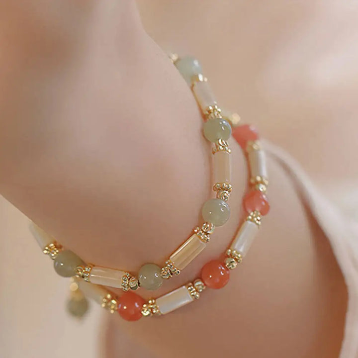 BWOOOH Tridacna Stone Red Agate Hetian Jade Blessing Bracelet - BWOOOH - Bracelet
