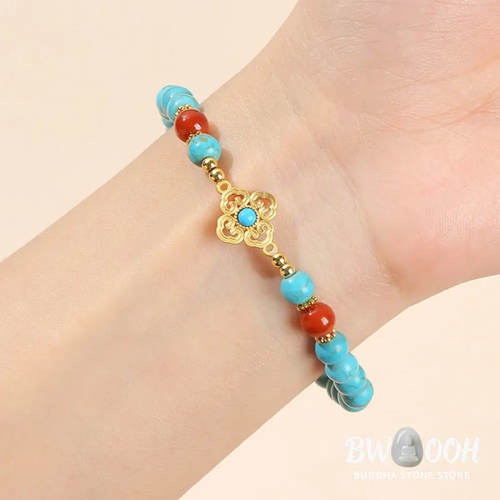 Buddha Stones Turquoise Bead Protection Balance Bracelet - BWOOOH - Turquoise(Purification♥Protection) - Bracelet