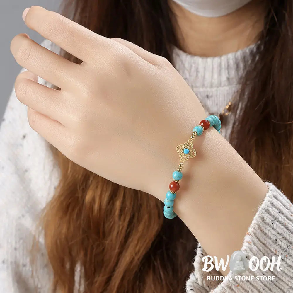 Buddha Stones Turquoise Bead Protection Balance Bracelet - BWOOOH - Turquoise(Purification♥Protection) - Bracelet