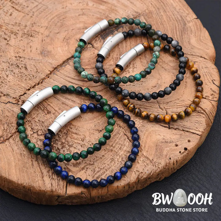 Buddha Stones Turquoise Black Glitter Stone Tiger Eye Positive Bracelet - Bracelet