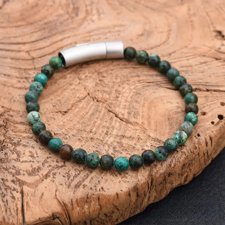 Buddha Stones Turquoise Black Glitter Stone Tiger Eye Positive Bracelet - Green Tiger Eye(Wrist Circumference:17-18cm)