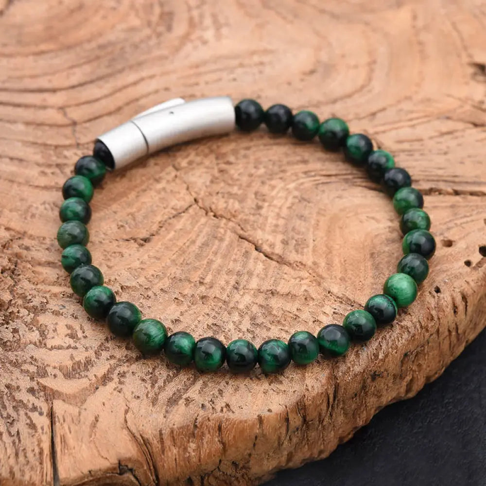 Buddha Stones Turquoise Black Glitter Stone Tiger Eye Positive Bracelet - Turquoise(Wrist Circumference:17-18cm)