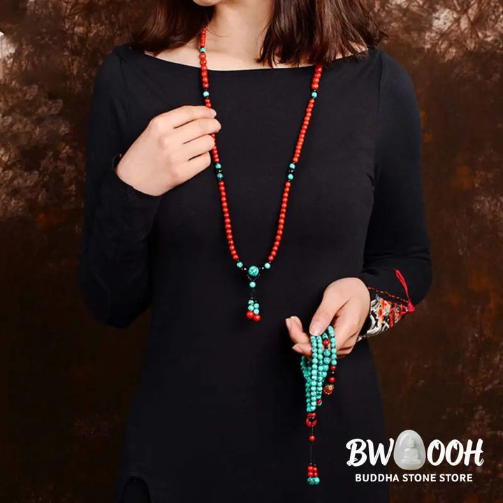 Buddha Stones Turquoise Black Onyx Red Turquoise Bead Protection Bracelet - Bracelet Necklaces &amp; Pendants
