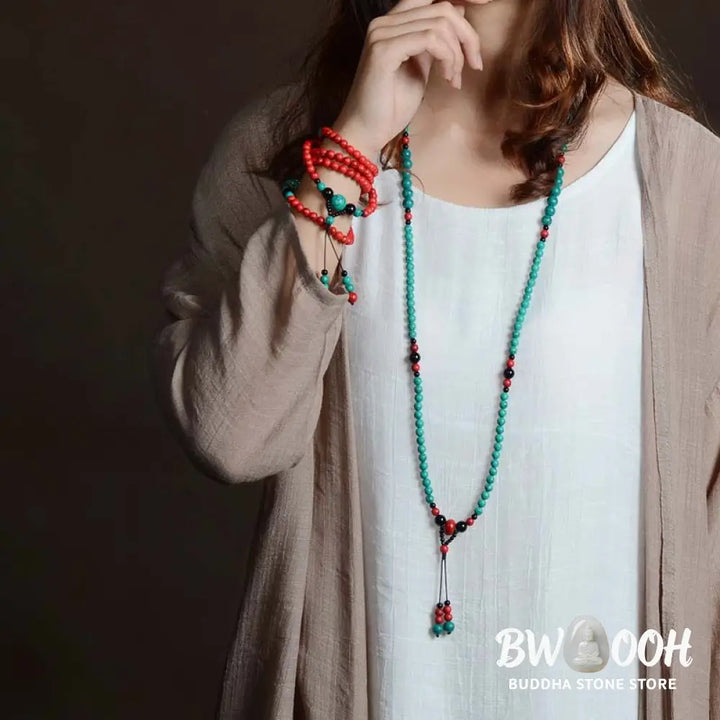 Buddha Stones Turquoise Black Onyx Red Turquoise Bead Protection Bracelet - Bracelet Necklaces &amp; Pendants