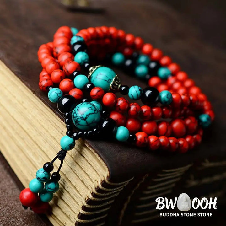 Buddha Stones Turquoise Black Onyx Red Turquoise Bead Protection Bracelet - Bracelet Necklaces &amp; Pendants