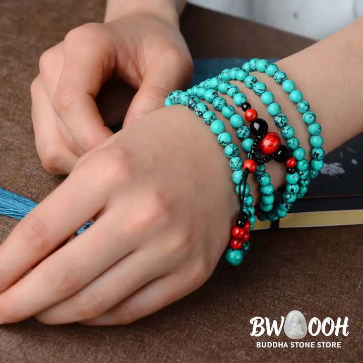 Buddha Stones Turquoise Black Onyx Red Turquoise Bead Protection Bracelet - Bracelet Necklaces &amp; Pendants