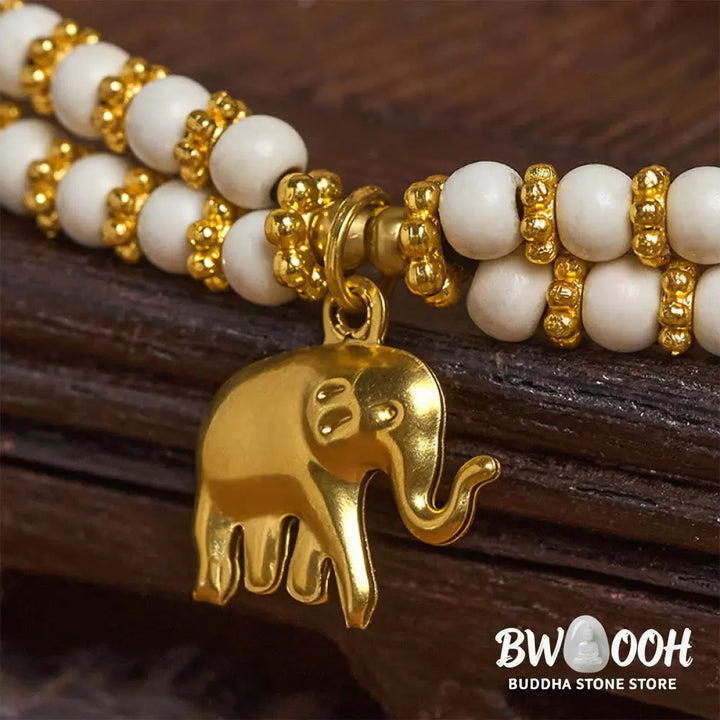 Buddha Stones Turquoise Elephant Luck Double-layer Plated Copper Strength Bracelet - Bracelet