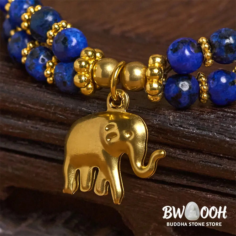 Buddha Stones Turquoise Elephant Luck Double-layer Plated Copper Strength Bracelet - Bracelet