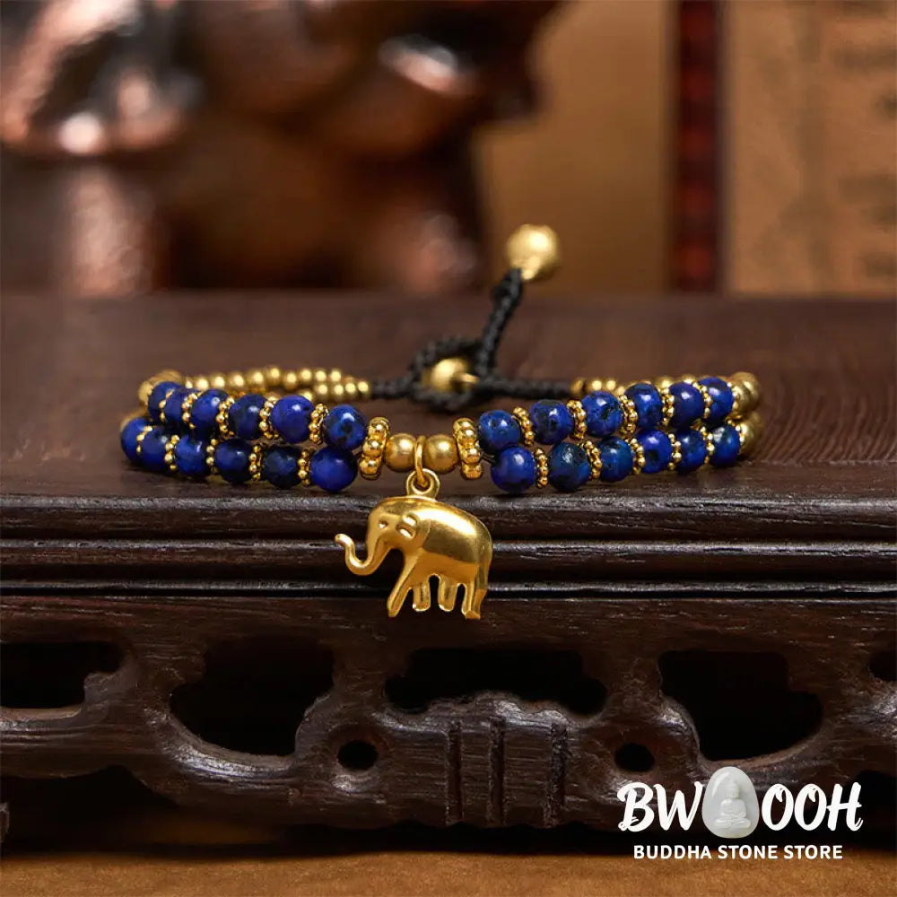 Buddha Stones Turquoise Elephant Luck Double-layer Plated Copper Strength Bracelet - Bracelet