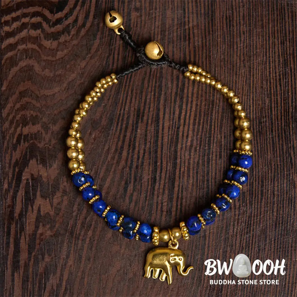 Buddha Stones Turquoise Elephant Luck Double-layer Plated Copper Strength Bracelet - Bracelet