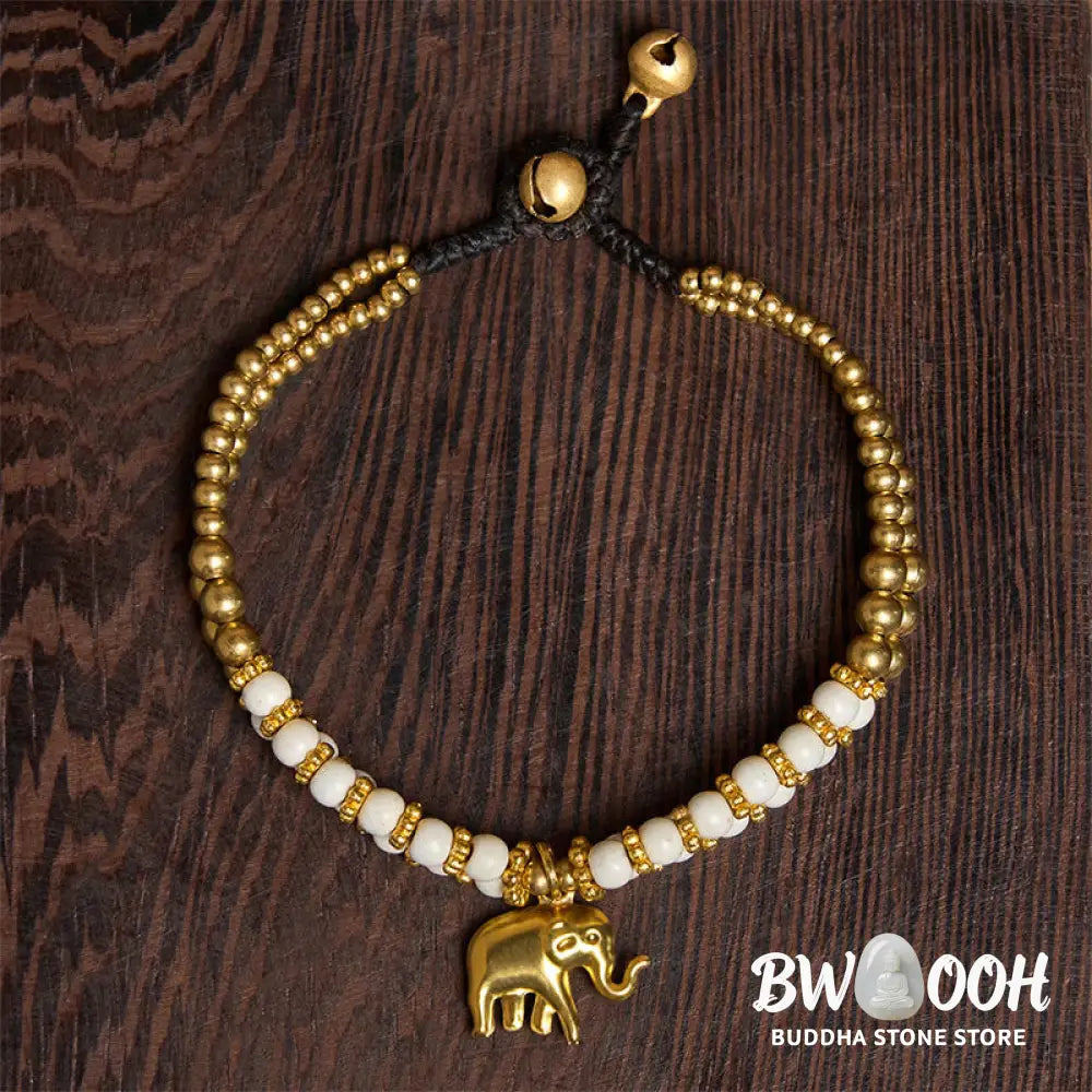 Buddha Stones Turquoise Elephant Luck Double-layer Plated Copper Strength Bracelet - Bracelet