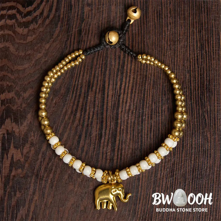 Buddha Stones Turquoise Elephant Luck Double-layer Plated Copper Strength Bracelet - Bracelet