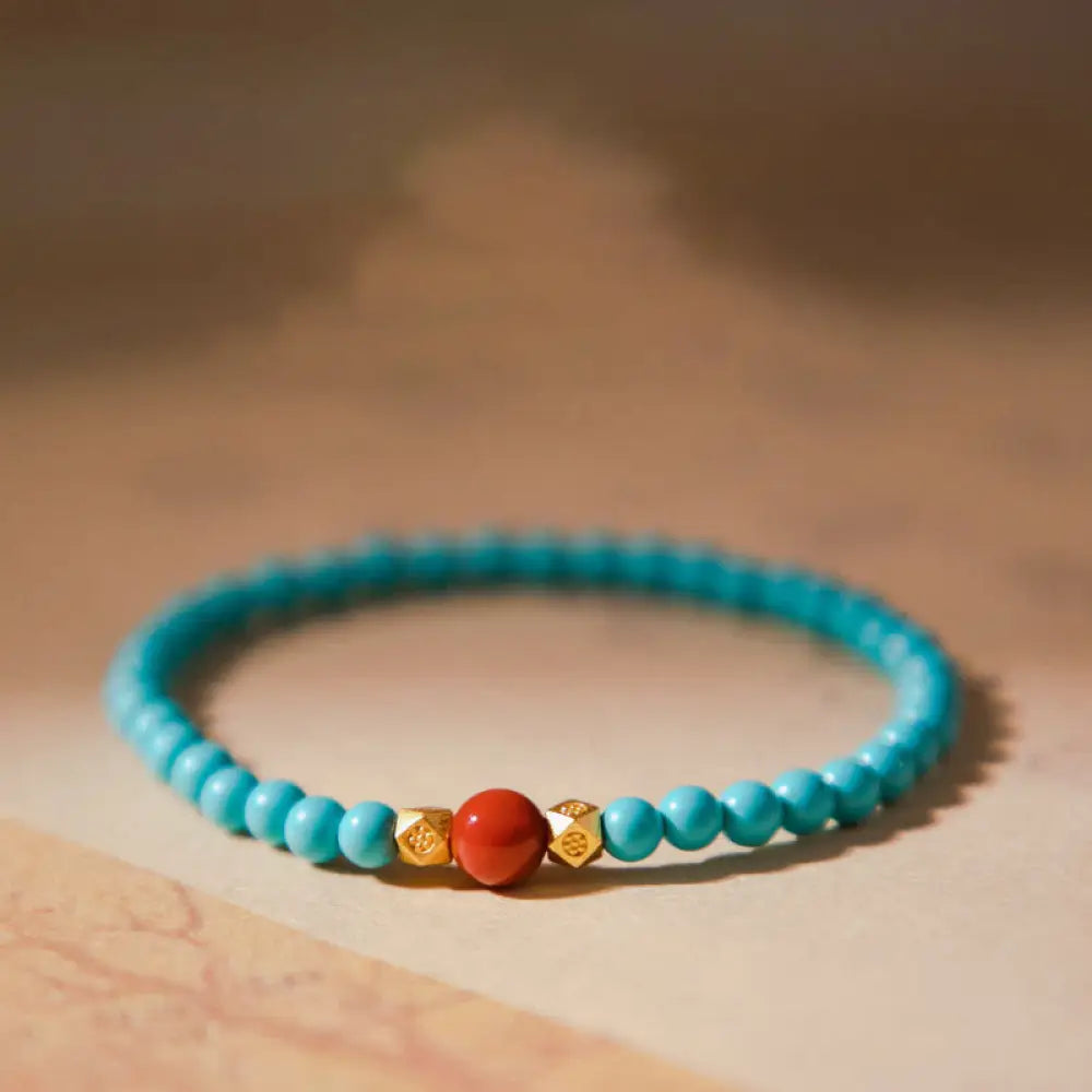 BWOOOH Turquoise Red Agate Beaded Protection Bracelet - BWOOOH - Turquoise(Wrist Circumference 14-16cm)