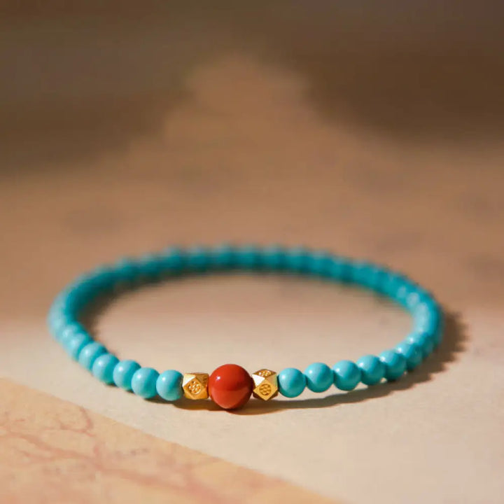 BWOOOH Turquoise Red Agate Beaded Protection Bracelet - BWOOOH - Turquoise(Wrist Circumference 14-16cm)