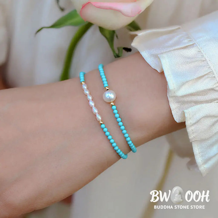 Buddha Stones Turquoise Red Agate Pearl Small Beaded Protection Bracelet - BWOOOH - Bracelet