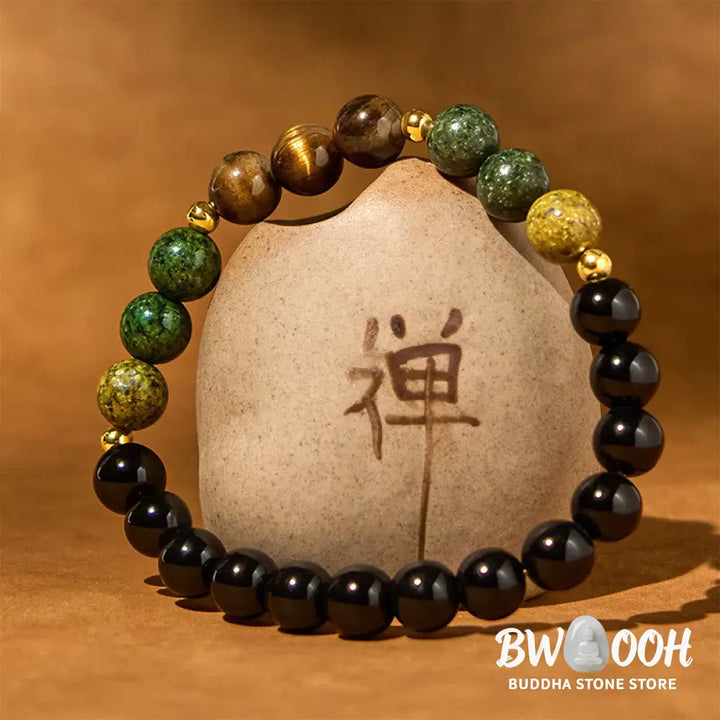 Buddha Stones Turquoise Tiger Eye Beads Glass Balance Serenity Bracelet - Turquoise &amp; Tiger Eye(Wrist Circumference: