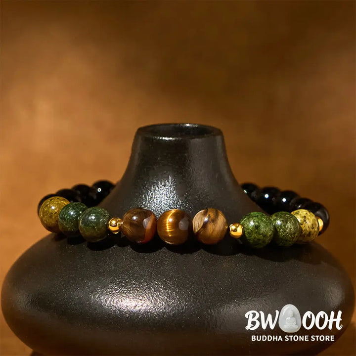 Buddha Stones Turquoise Tiger Eye Beads Glass Balance Serenity Bracelet - Turquoise &amp; Tiger Eye(Wrist Circumference: