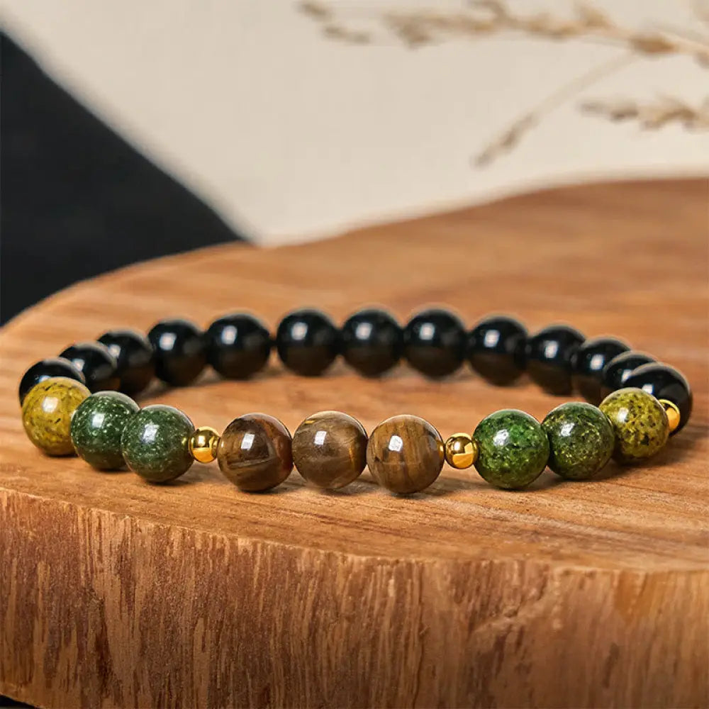 Buddha Stones Turquoise Tiger Eye Beads Glass Balance Serenity Bracelet - Turquoise & Tiger Eye(Wrist Circumference: