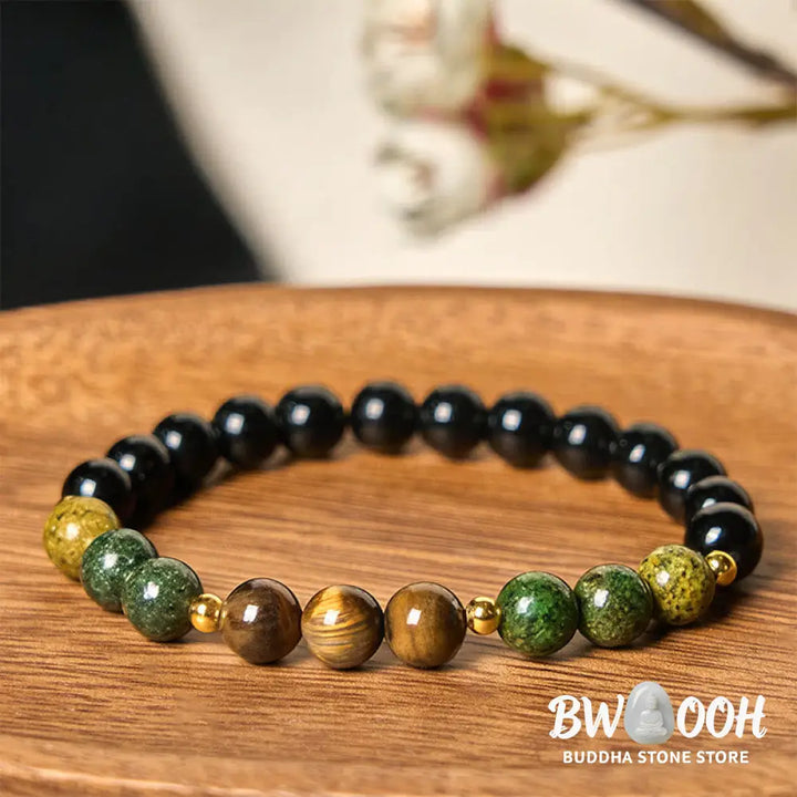 Buddha Stones Turquoise Tiger Eye Beads Glass Balance Serenity Bracelet - Turquoise &amp; Tiger Eye(Wrist Circumference: