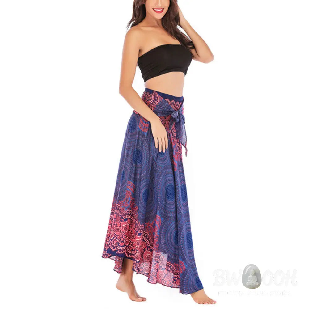 Buddha Stones Two Style Wear Bohemian Compass Rose Flower Lace-up Skirt Dress - Skirt&amp;Dress